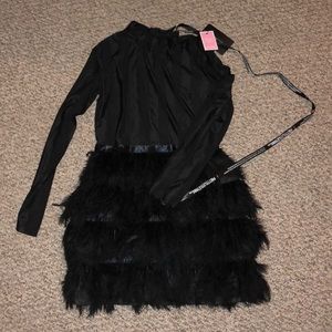 Feather long sleeve dress